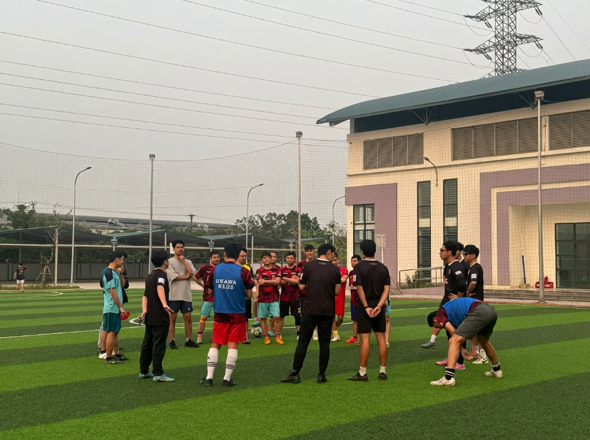 試合前のミーティング – 円陣